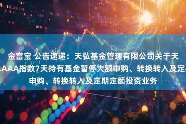 金富宝 公告速递：天弘基金管理有限公司关于天弘中证同业存单AAA指数7天持有基金暂停大额申购、转换转入及定期定额投资业务
