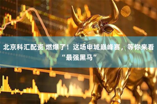 北京科汇配资 燃爆了！这场申城巅峰赛，等你来看“最强黑马”
