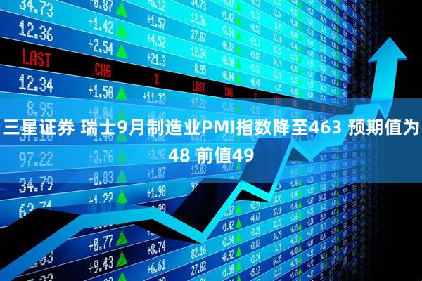 三星证券 瑞士9月制造业PMI指数降至463 预期值为48 前值49