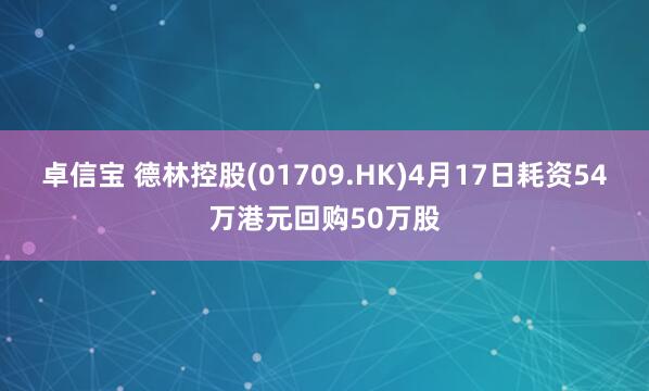 卓信宝 德林控股(01709.HK)4月17日耗资54万港元回购50万股